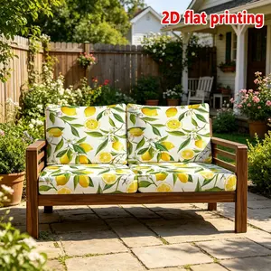 1/2/8/10/12 PCS Sofa Cushion Covers, Elastic Sofa Slipcover, Summer Lemon Floral Printed Sofa Slipcovers (Without Insert), 2D Flat Printed Stretch Chair Cushion Covers, Washable Indoor and Outdoor Sofa Seat Cushion Covers