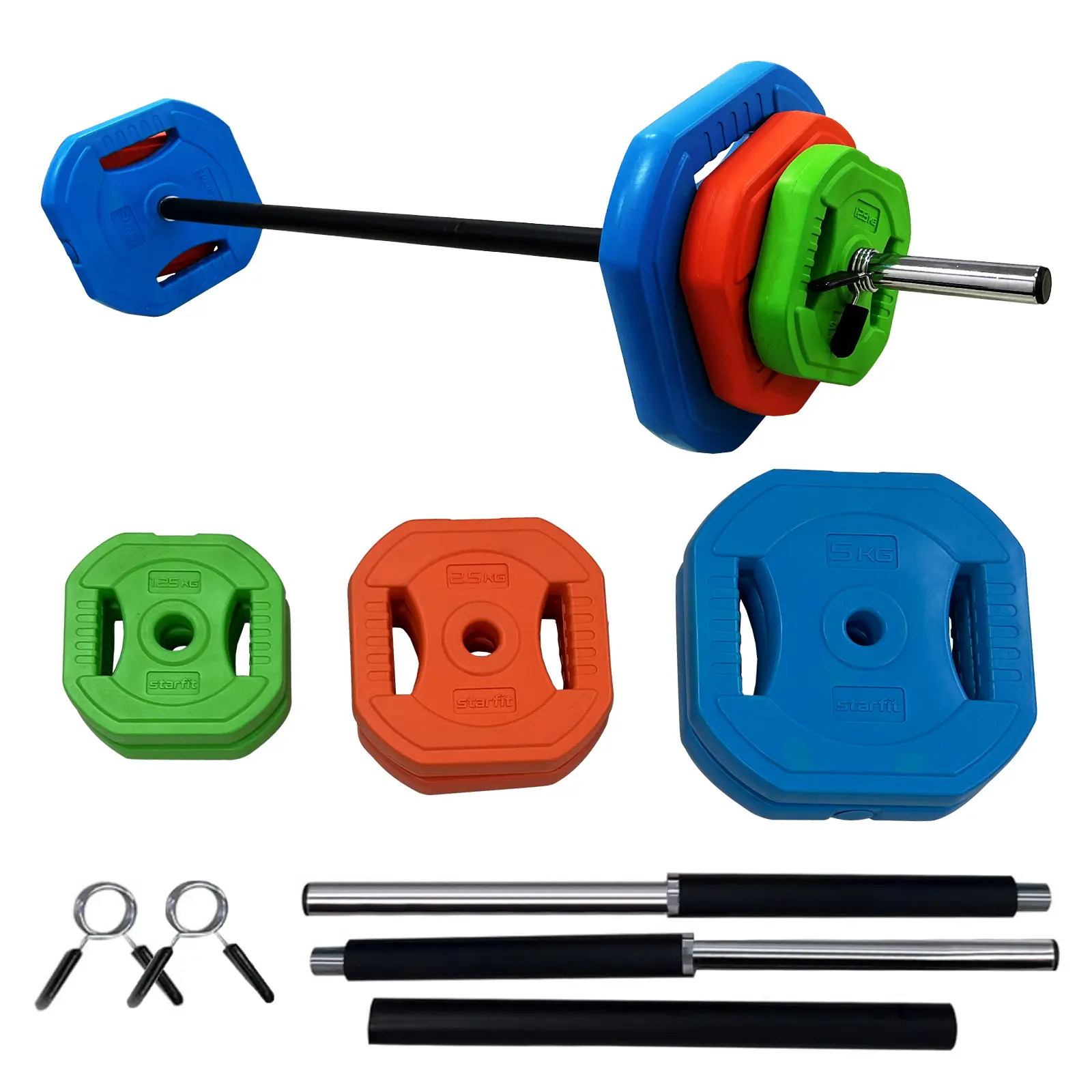 40lb PU Material Adjustable Cardio Fitness Barbell Kit - Interchangeable Weight Plates, Training Bar - Portable Free Weight Set for Women’s Home Fitness, Group Classes