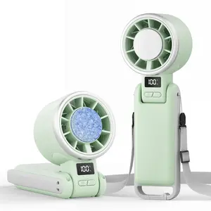 Portable Handheld Turbo Fan with Ice Cooling, 100 Speed Battery Rechargeable Foldable 3 in 1 Mini Fan, Neck & Desk Fan, Quiet Personal Fans for Outdoor, Travel, Camping, Hiking, Working Usb Adjustable