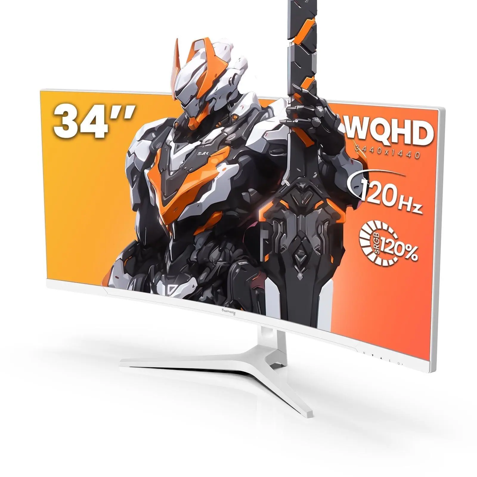 34" Ultrawide Curved Gaming Monitor 120Hz, WQHD 3440x1440P Display, 1500R Curved Screen, 120% sRGB, FreeSync, DP & HDMI Ports - White