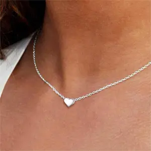 ChicSilver S925 Heart Pendant Simple Dainty Daily Casual High Polished 925 Sterling Silver Necklace Birthday Party Gift for Women