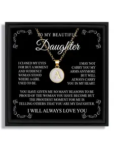 Letter Pendant Necklace, Elegant Alloy Chain, Perfect Christmas Birthday Party Anniversary Gift, Includes Greeting Card and Box