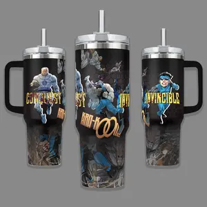 Invincible Conquest Fight Tumbler – Bloody Battle Scene Cup, Comic Fan Gift – Brutal Comic Fight Scene Cup, Dark Aesthetic Gift