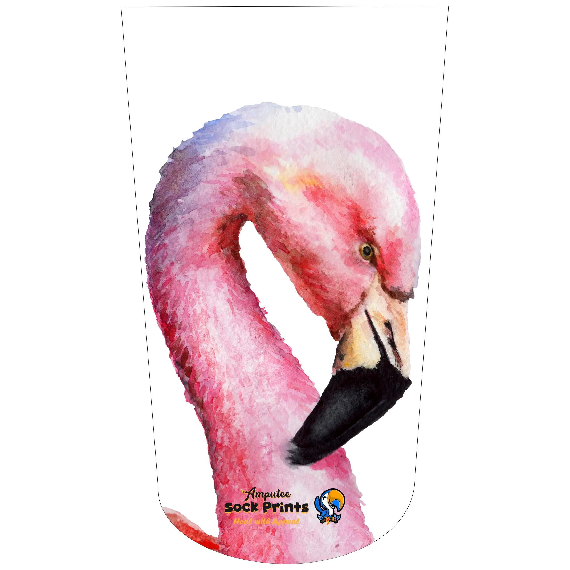 Amputee Sock "Flamingos Portrait", Prosthetic Limb Sock, 3ply Stump Sock