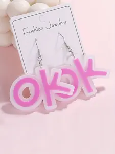 Acrylic Letter Design Dangle Earrings, Cute Cartoon-Inspired Earrings for Women & Girls, Trendy All-match & Exquisite Jewelry for Birthday Gift, Aesthetic Jewelry Gift
