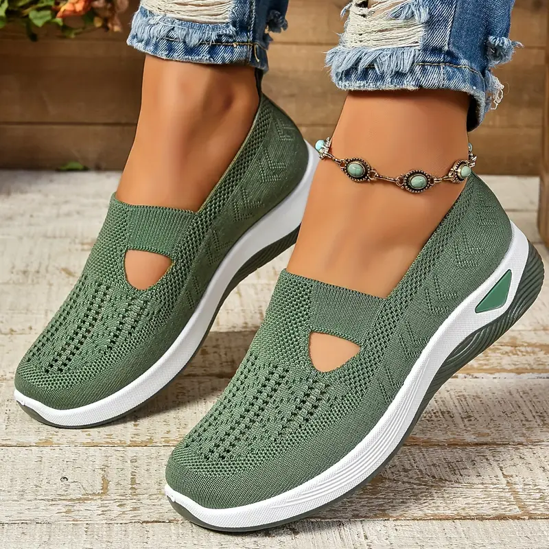 Rain Core | Women'S Cut-out Sneakers, Casual Breathable Slip On Walking Shoes, Lightweight Outdoor Flat Shoes