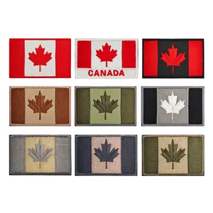 Embroidered Flag Patch & Maple Leaf Applique, Outdoor Bag & Clothing Accessory, Personalized Velcro Armband, Versatile DIY Decorative Patch