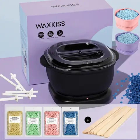Women's Silky Salon-Grade Hot Melt Hard Wax Warmer Kit - Pain-Free Painless Hair Removal, Body Care, Bikini Area Use, Removable Silicone Accessories, 4-Pack Beads, Nose Wax Kit Compatibility, Nose Wax Kit Waxing, Pain Free Hair Removal