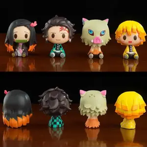 4Pcs/Set Demon Slayer Kamado Tanjirou Nezuko Agatsuma Zenitsu Action Figure Cute Anime