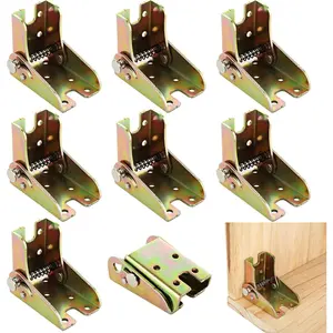 8PCS Locking Hinges for Folding Table Hinges Brass Gold Table Foldable Leg Hinge 90 Degree Foldable Locking Hinge Heavy Duty Folding Bracket for Table Legs, Bed Leg, Workbench