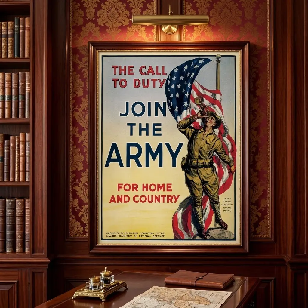 The Call To Duty - Join the Army - 1917 US Army WWI Recruiting Poster, No Frame