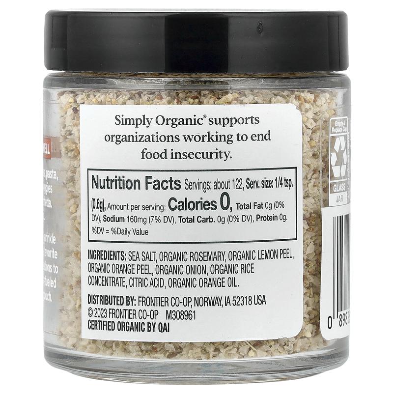 Simply Organic Finishing Salt, Citrus Rosemary , 2.58 oz (73 g)