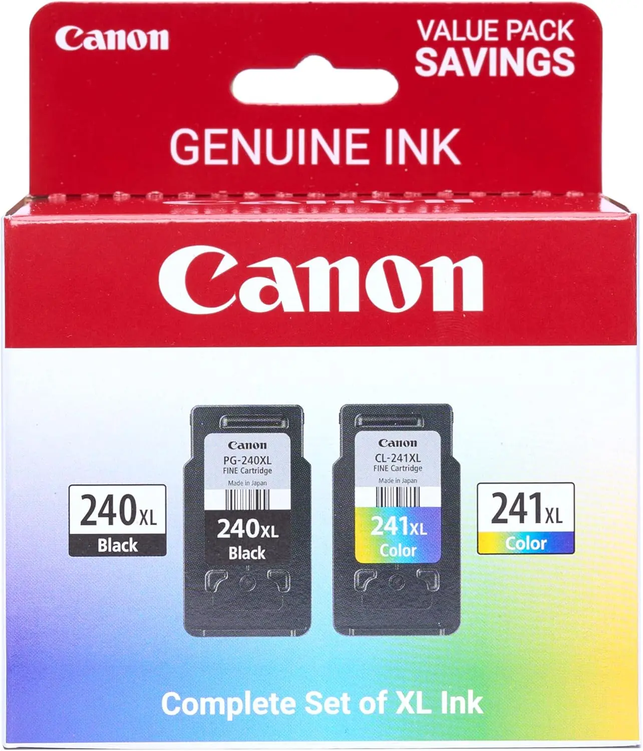 Canon Genuine Ink PG-240 XL / CL-241 XL Value Pack (2 Cartridges), Compatible with MG2120/3120/4120/2220/3220/4220/3520/3620, MX372/392/432/452/472/512/522/532, TS5120