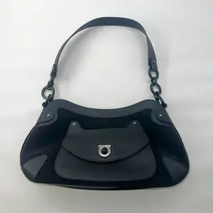 Pre-owned SALVATORE FERRAGAMO 1 Shoulder Bags Margot Gancini Suede and Leather Satchel YX0414