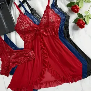 Women's Lingerie Sexy Nightwear Spaghetti Strap Nightgown Chemise