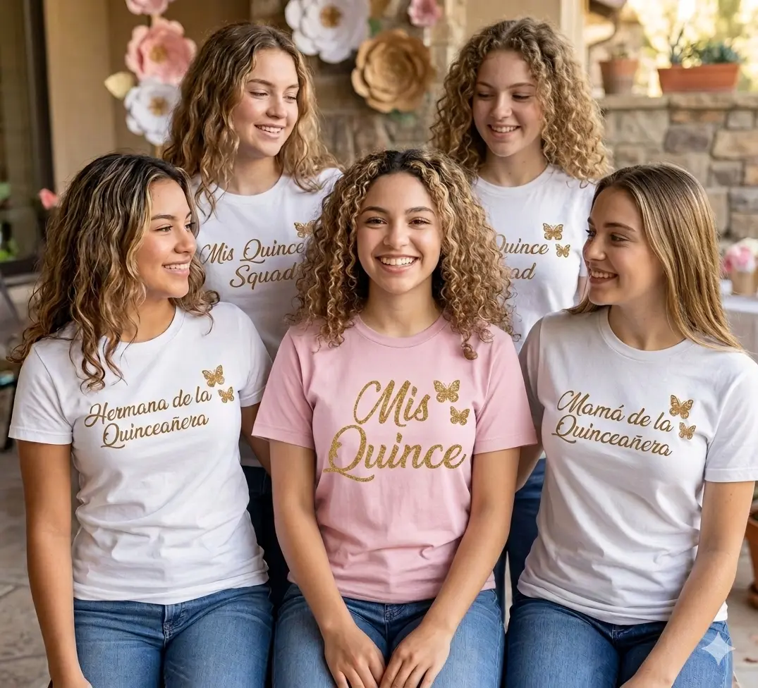 Women's Mis Quince Squad Top, Personalized Quinceañera Shirt - Womenswear with Multiple Color Options