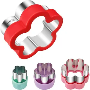 Flower Cookie  Set - 4 Different Sizes of Scalloped Stainless Steel Biscuit Cutters for Baking, Donut, English Muffin, and