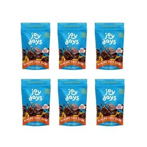 Joydays Chocolate Almond Date Bark (6-Pack) | Popular Chocolate Snack with Dates & Almonds, Low Sugar, Vegan, Dairy-Free Treats