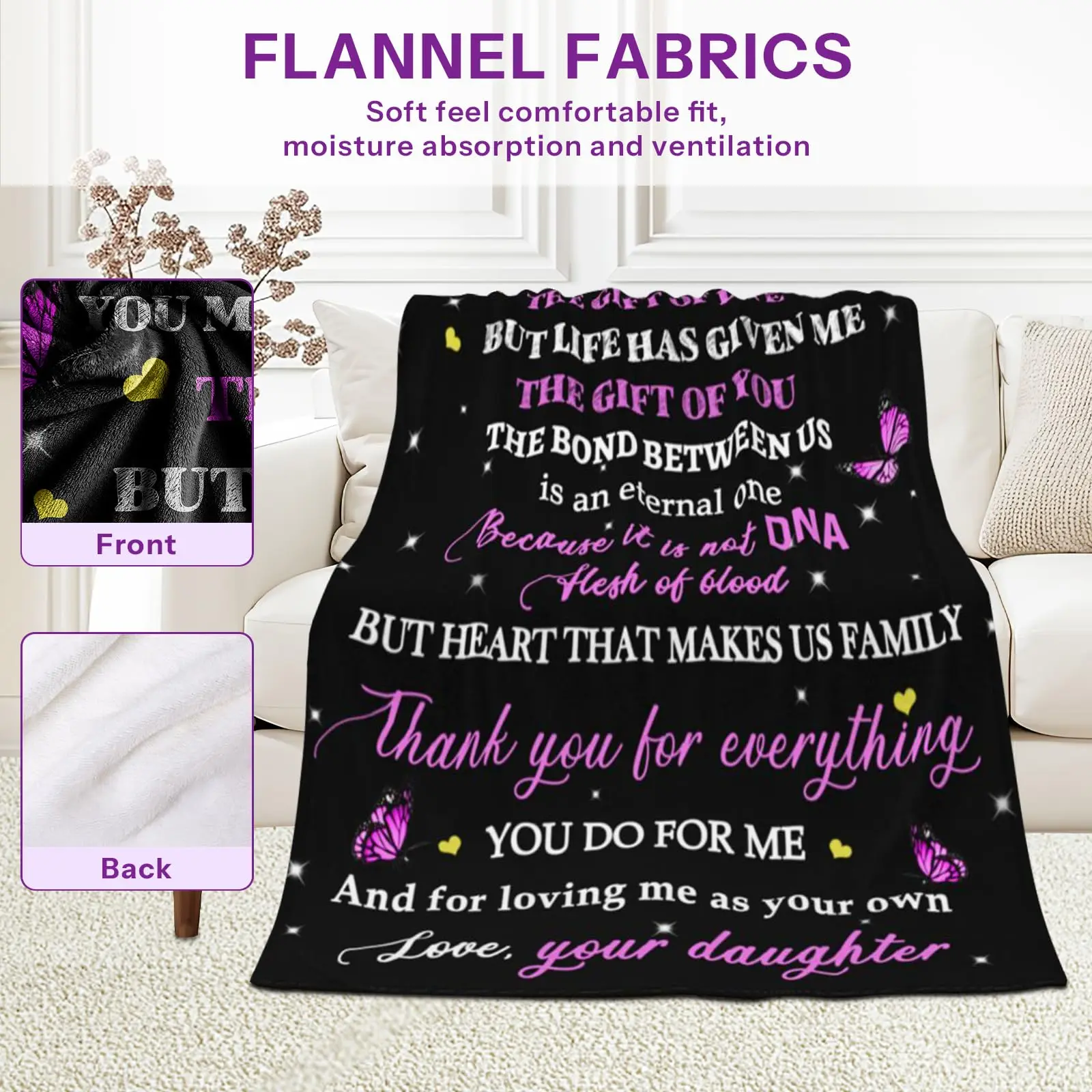 Bonus Mom Gifts - Gifts for Step Mom - Bonus Mom BlanKet Gifts from Daughter, 50 X60“BLANKET