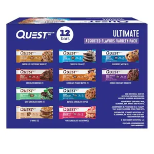 Quest Nutrition Ultimate Variety Pack Protein Bars, High Protein, Low Carb, Gluten Free, Keto Friendly, 12 Count Snack Flavor