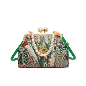 New Arrival: Unique Retro Chinese Kiss Lock Bag - Dazzling Pearl Beads & Fashion-Forward Style for Trendsetters! Must-Have Crossbody & Shoulder Bag