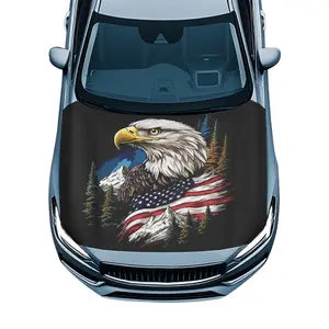 American Flag Eagle Car Hood Cover | USA 250th Anniversary Patriotic Decor | Universal Fit Hood Protector for Auto Sedan | 1776-2026 Freedom's 4th of July Club Party Supplies | Easy to Install Stretch Durable