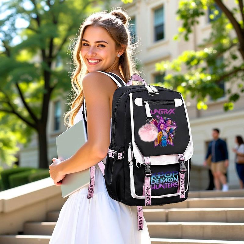 KPop Demon Hunters Youth Backpacks Merch Laptop Bags Use for Travel Commuting＆Camping Best Gift for Birthday 18.1''*11.4''