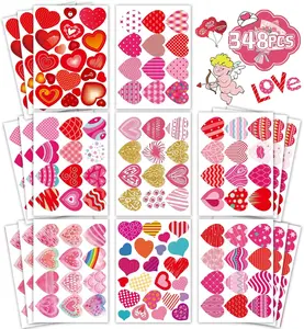 Heart Stickers for Kids, Valentines Day Colorful Heart Stickers Valentine's Day Love Decorative Stickers Valentine's Day Party Favors Supplies