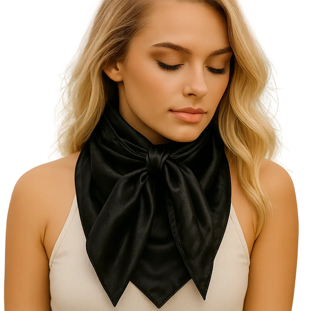 Black Floral Jacquard Wild Rag, Chic Western Silky Polyester Scarf for Women, 35" Square Machine Washable Shawl, Chic Printed Scarves, Chic Scarves & Shawls