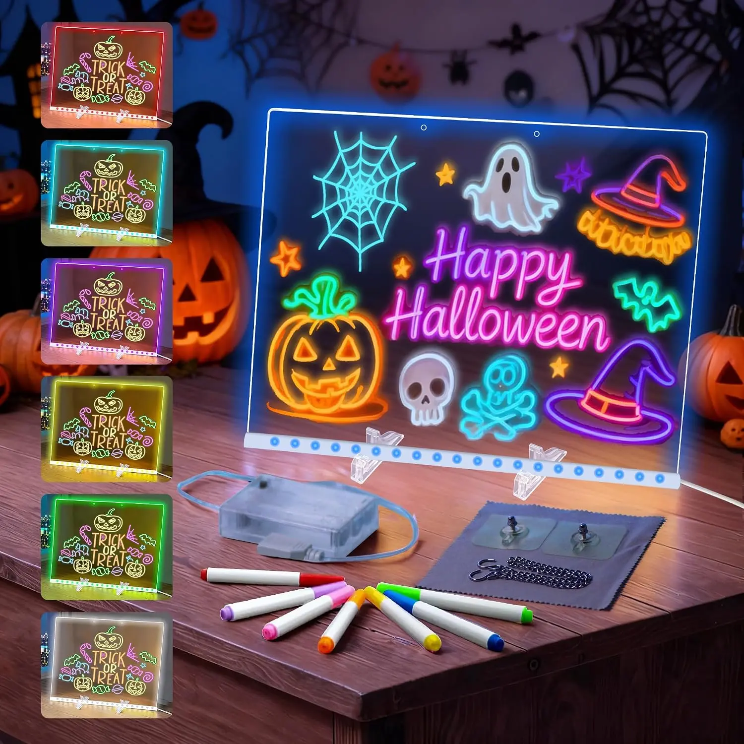 Led Drawing Board, 7-Colors Acrylic Doodle Neon Glow Pad 15.7X11.8''Lighted Memo Message Boards with Stand & 7-Markers, Neon Dry Erase Board, Christmas Birthday Gifts for Girls/Boys/Kids/Teens sohochic
