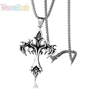 2026 Trendy Religious Stainless Steel Flame Cross Pendant Necklace for Men Women, Retro Titanium Steel Casting Design Faith Jewelry, Stylish Christian Cross Charm Wristband, Durable Cool Statement Piece for Daily Wear, Church, Prayer & Ideal Biker Faith G