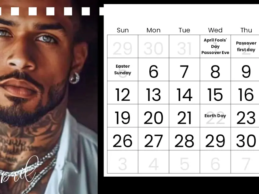 2026  Black Men Fitness Rectangle Photo Desk Calendar