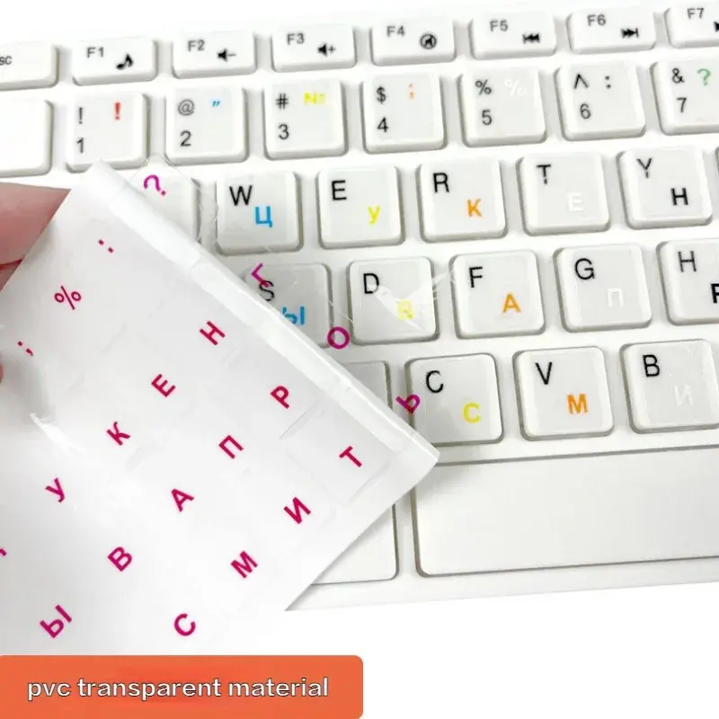 1Pcs Russian Transparent Keyboard Sticker Language Alphabet Black White Label for Computer PC Dust Protection Laptop Accessories