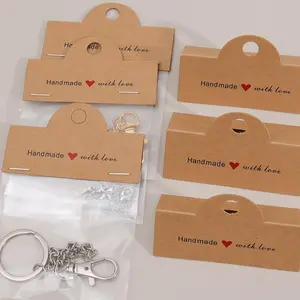 100Pcs Foldable Handmade Love Jewelry Packaging Display Cards Head Hang Tags Cardboard For Keychains Necklaces Small Business