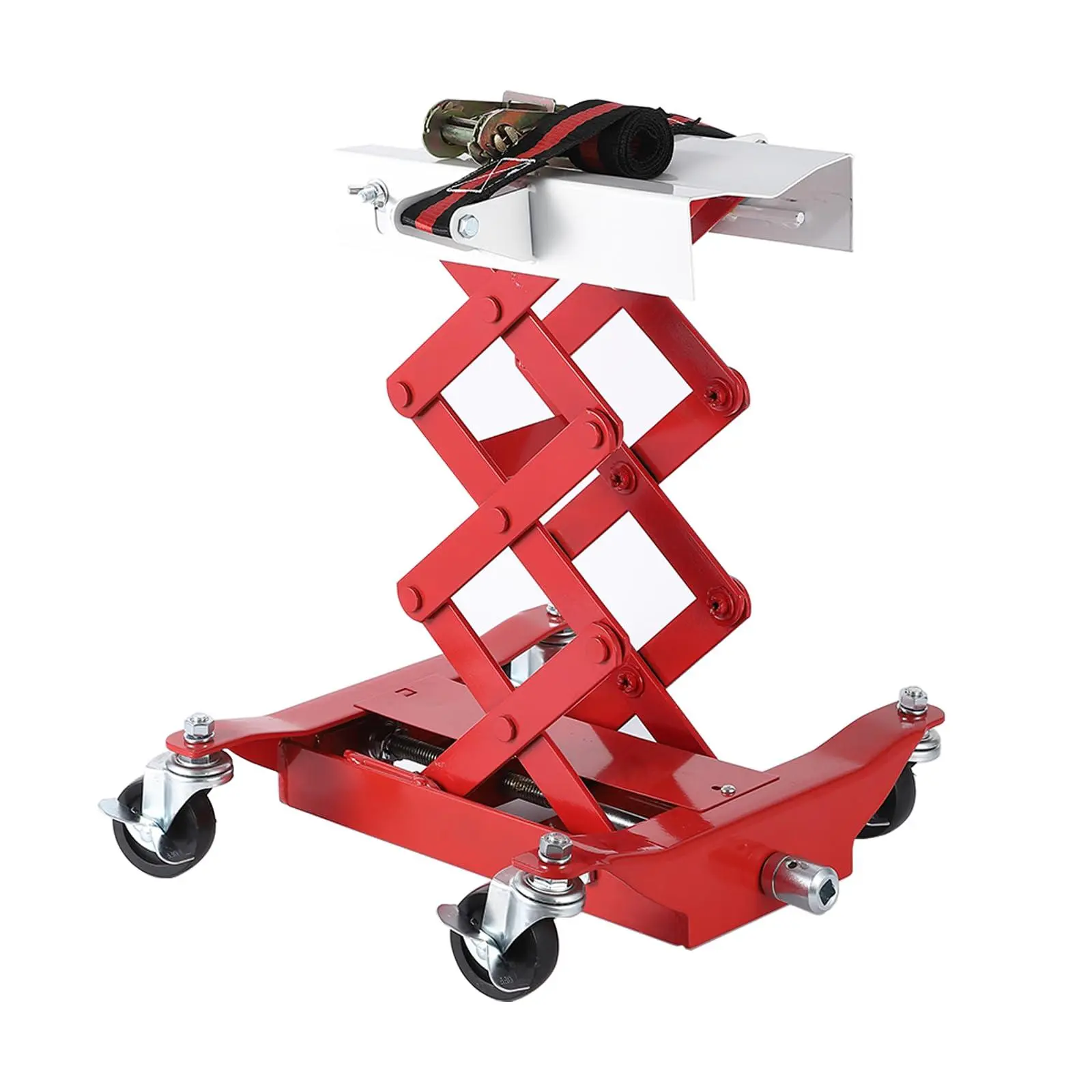 GAOMON Transmission Jack 450 LBS Capacity: Low Profile Lift with 2M Safety Straps & 4 Brake Wheels, 7-23 Inch Range for Car & Truck Repair (Red)