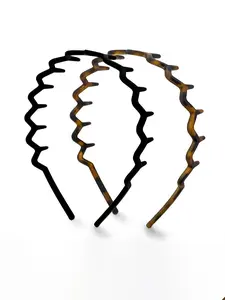 2PCS Wave Hair Band Set, Non Slip Zigzag Headband DurableTeeth Grip Hair Accessory for Women