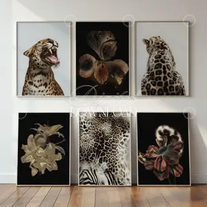 Set of 6 Leopard Wall Art, Leopard Definition Print, Leopard furPattern Poster