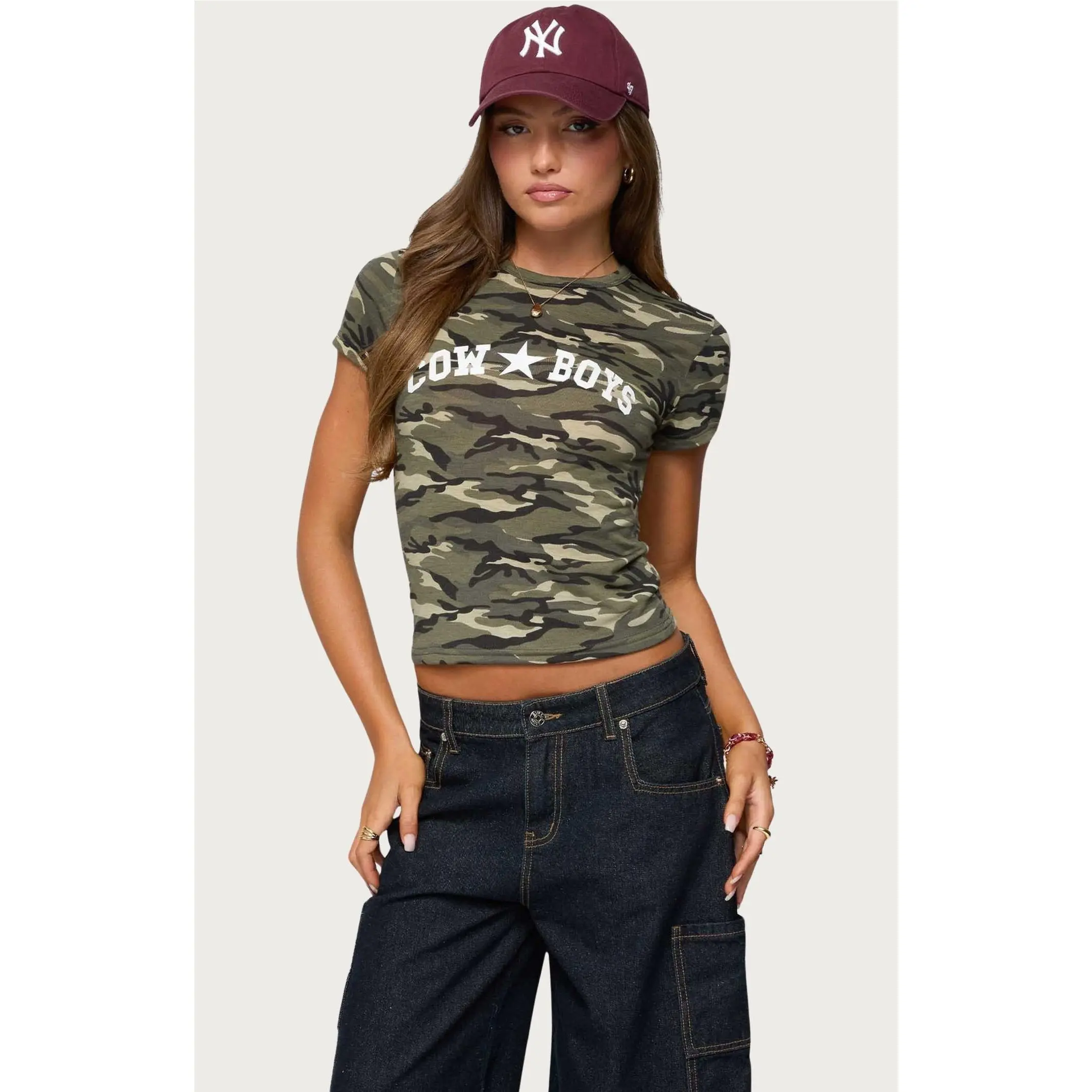 Edikted Women's Nika Camo Cowboys T-Shirt