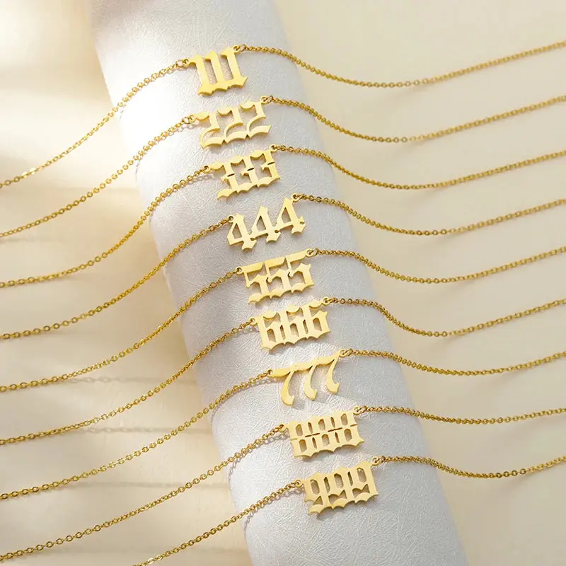 Golden Angel Number Necklace - 18KGP