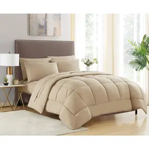 Down Alternative Comforter All Season Warmth Luxurious Plush Loft Microfiber Fill Duvet Insert Bedding, Twin, Taupe