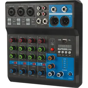 Mini audio DJ mixer Sound Board Console System,5  48V Phantom Power with  USB MP3 Stereo live DJ Studio Streaming for professional recording party KTV stage
