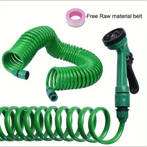 Household Spring Tube Car Washing Watering Water Gun, Telescopic Water Pipe, Vegetable Watering Gun Hose, Garden 5-function Watering Nozzle
