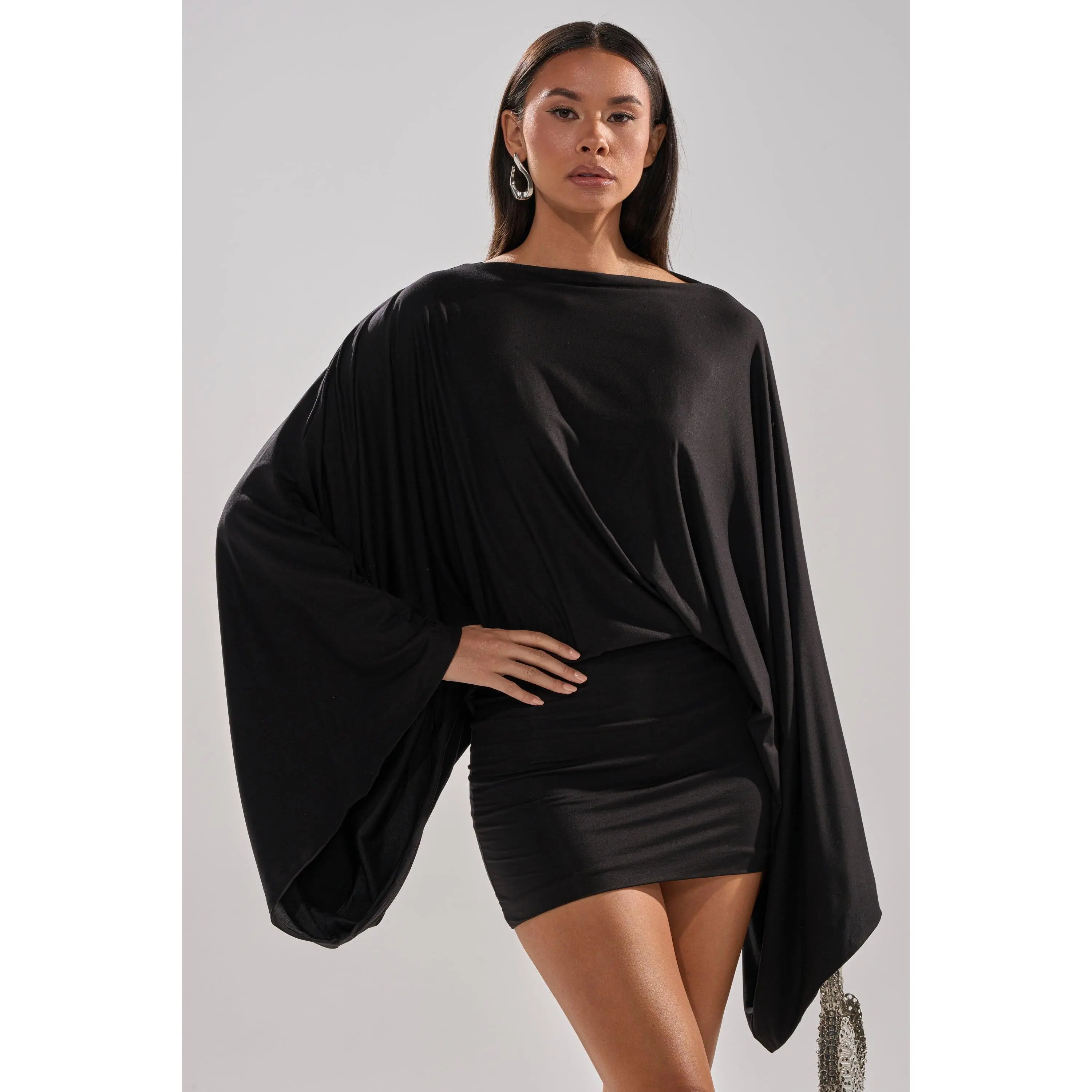 DIANA DRAPED MINI DRESS IN BLACK - TikTok Shop