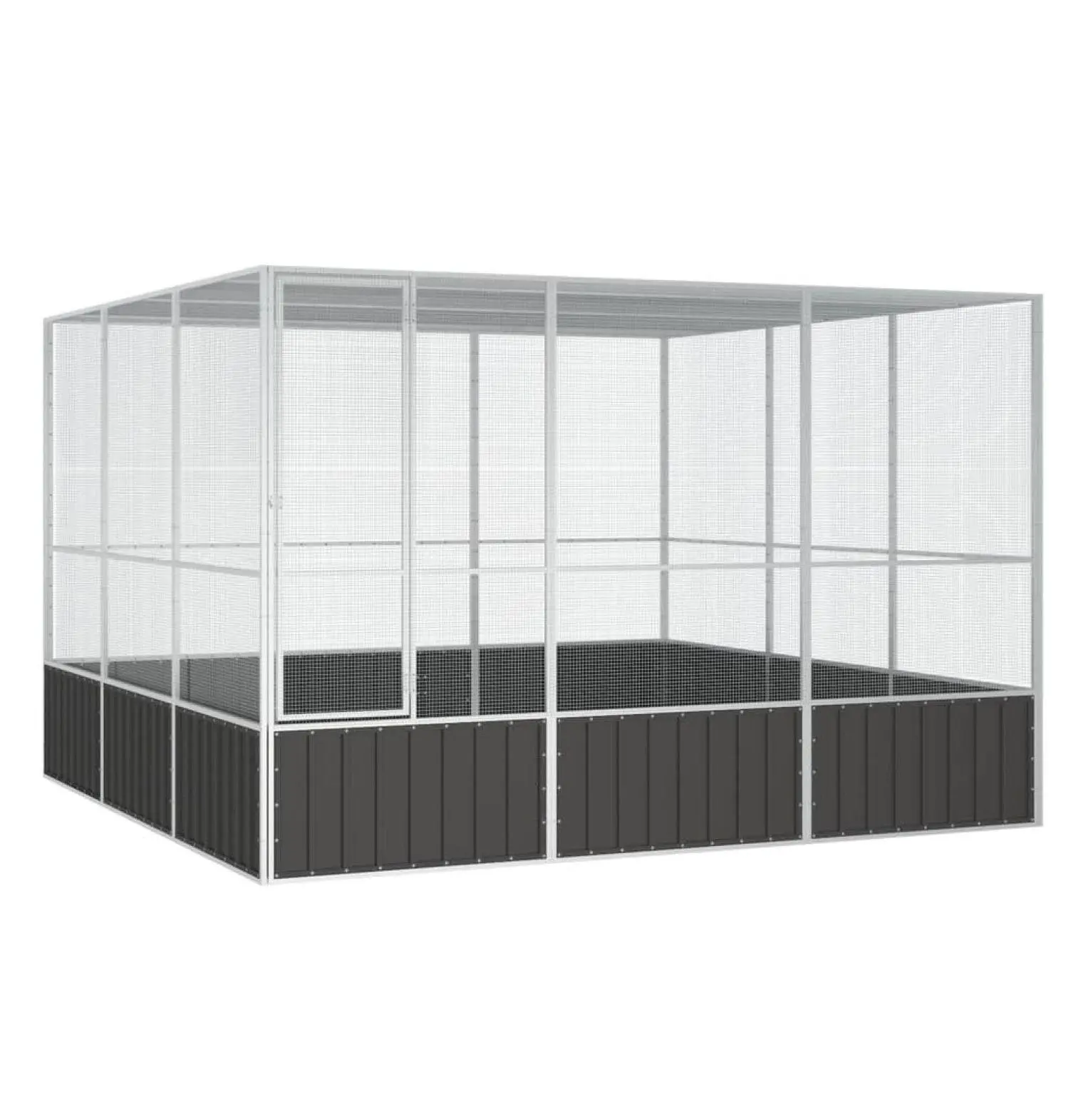 Large Cage Anthracite - Galvanized Steel Aviary for Budgies, Parrots, Pigeons - Outdoor Weatherproof Pet Cage 119.1x127.8 Inch