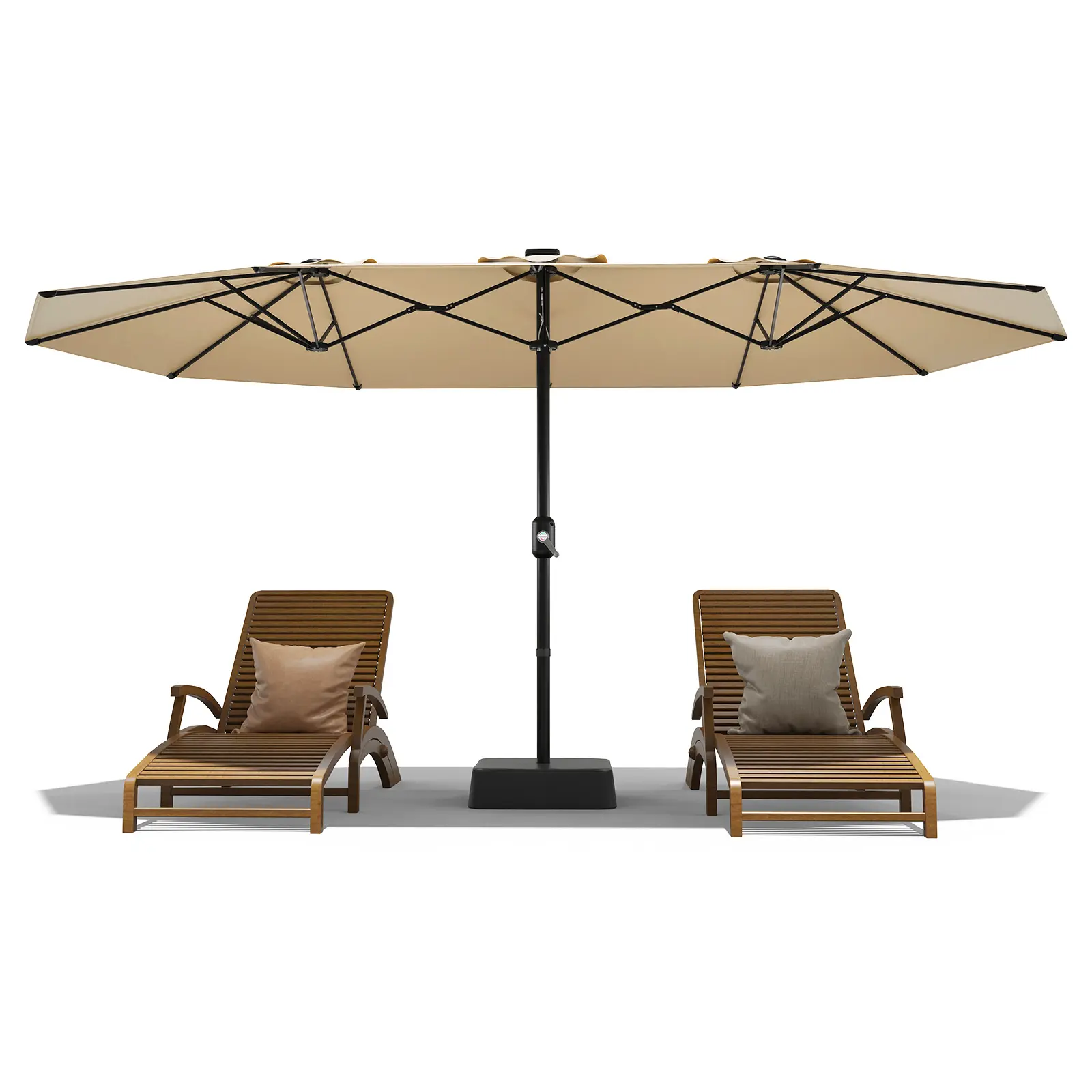 15FT Extra Large Double-Sided Patio Umbrella – Heavy-Duty Rectangular Outdoor Market Umbrella, Fade-Resistant UV Canopy, Included Base for Backyard, Pool, Deck, Garden