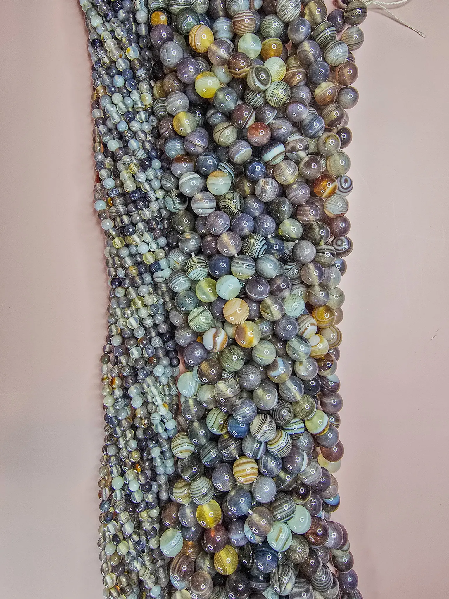 Earthy Vybz Natural Botswana Agate Round Bead Strands | Banded Fortification DIY Jewelry (4mm & 8mm)