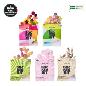 Sockerbit Swedish Candy Variety Pack, 5 Bags, Sweet & Sour Gummy Candy Mixes, Foamy Strawberry Dream, Sour Cherry Cola Bottles & Fruity Hearts, Vegan Options & Non GMO, 2.82oz Each Bag