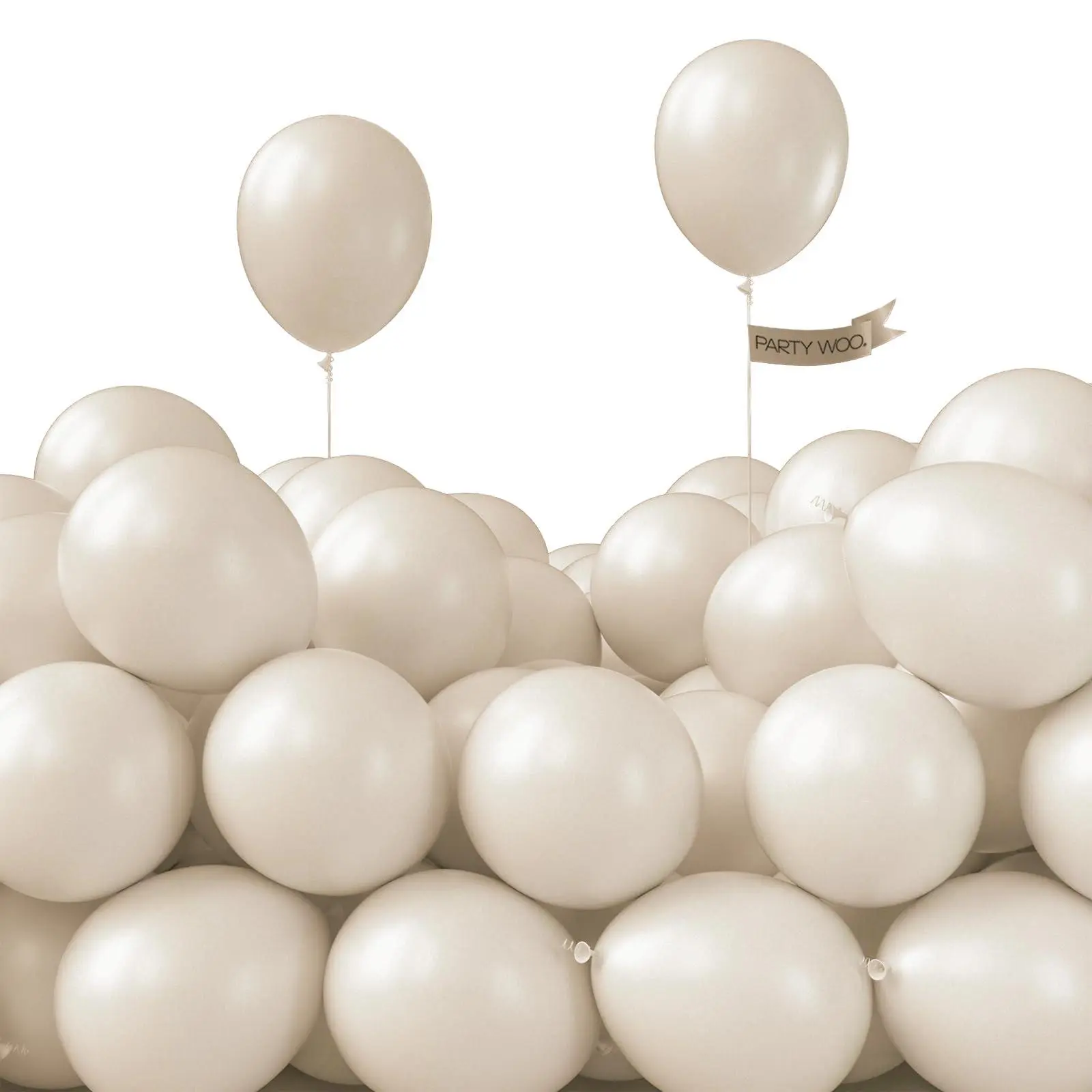 PartyWoo 50pcs 5in Round DEHP-Free Boho Blow Up Balloons - Beige,Cream,Ivory,Helium-Supported (Floats 3-6 Hours) for Wedding,Birthday Party Decorations,Baby Shower Supplies