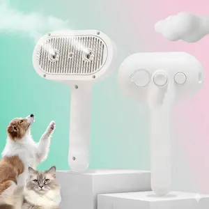 Pet Grooming Brush with Dual-Nozzle Spray, 2X More Mist One-Button Self-Cleaning Comb for Dog & Cat, Removes Hair & Odor - Deshedding Brush for Short Long Hair