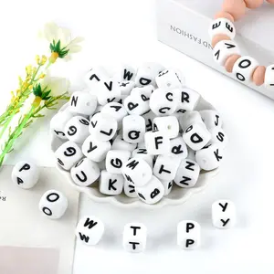 Letter Pattern Silicone Bead, 20pcs/set 12mm DIY Bead, DIY Jewelry Making Supplies for Bracelet Necklace Earrings Pendant Making, Diy Mix Beads